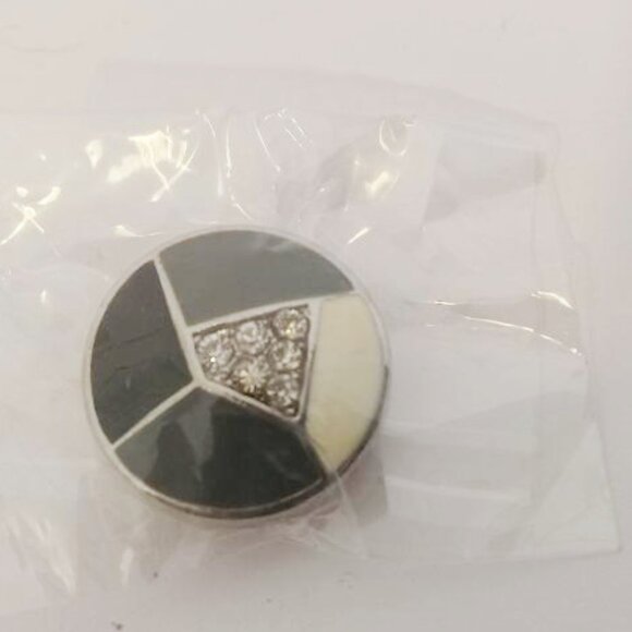 Gingersnaps Snap Jewelry Black Gray White Rhinestones Charm - Picture 1 of 5
